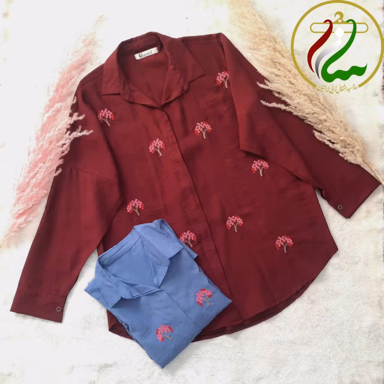 شومیز آستین بلند جلو دکمه نخی