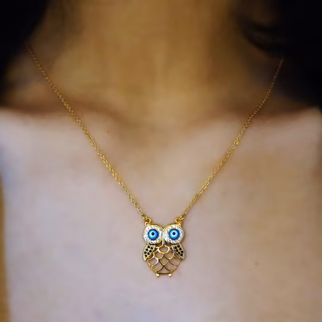 نیم ست طرح جغد از برند ysx رنگ طلایی 