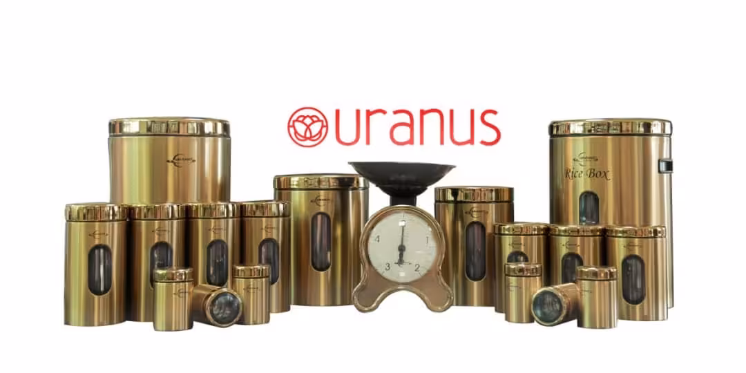 سرویس جهیزیه 18 پارچه اورانوس استیل طلایی با در طلایی