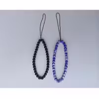 آویز موبایل با مهره ی آبرنگی آبی و مشکی 