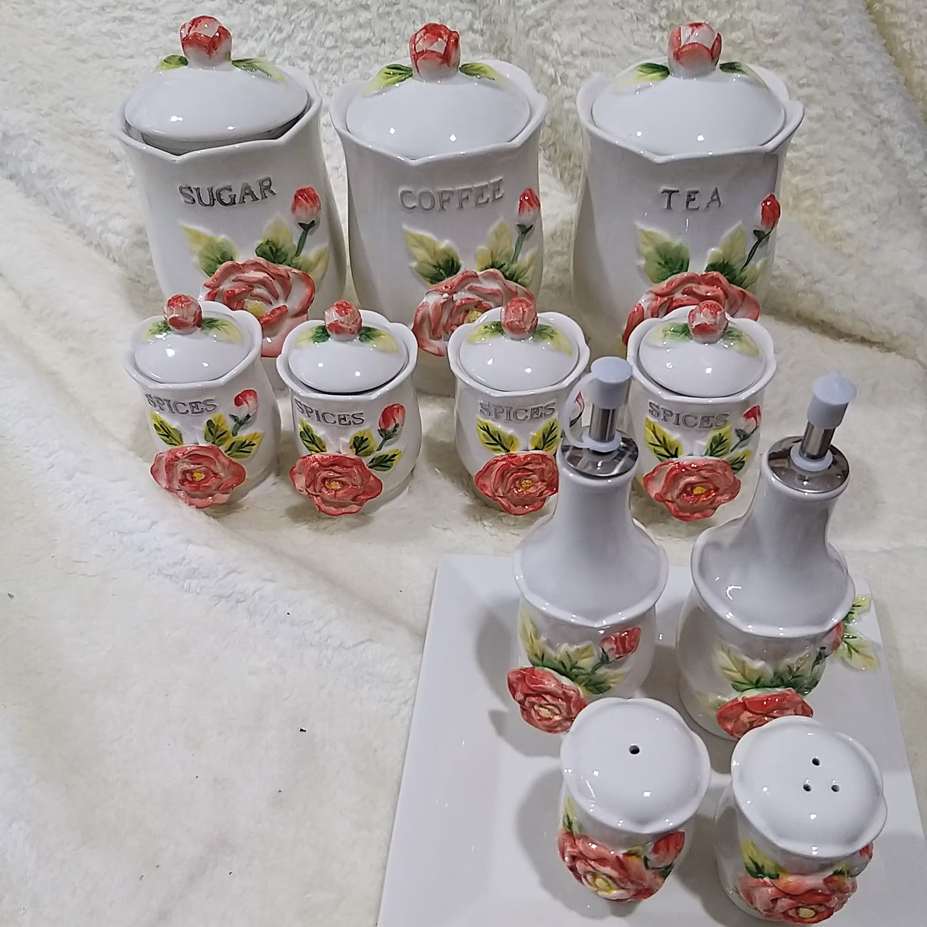 پاسماوری سرامیکی گل برجسته 12 پارچه درجه یک و عالی