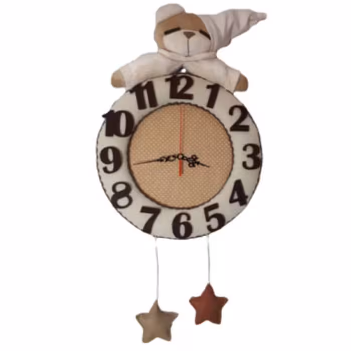 ساعت اتاق کودک طرح نانان فلای بای فلای کرم قهوه ای