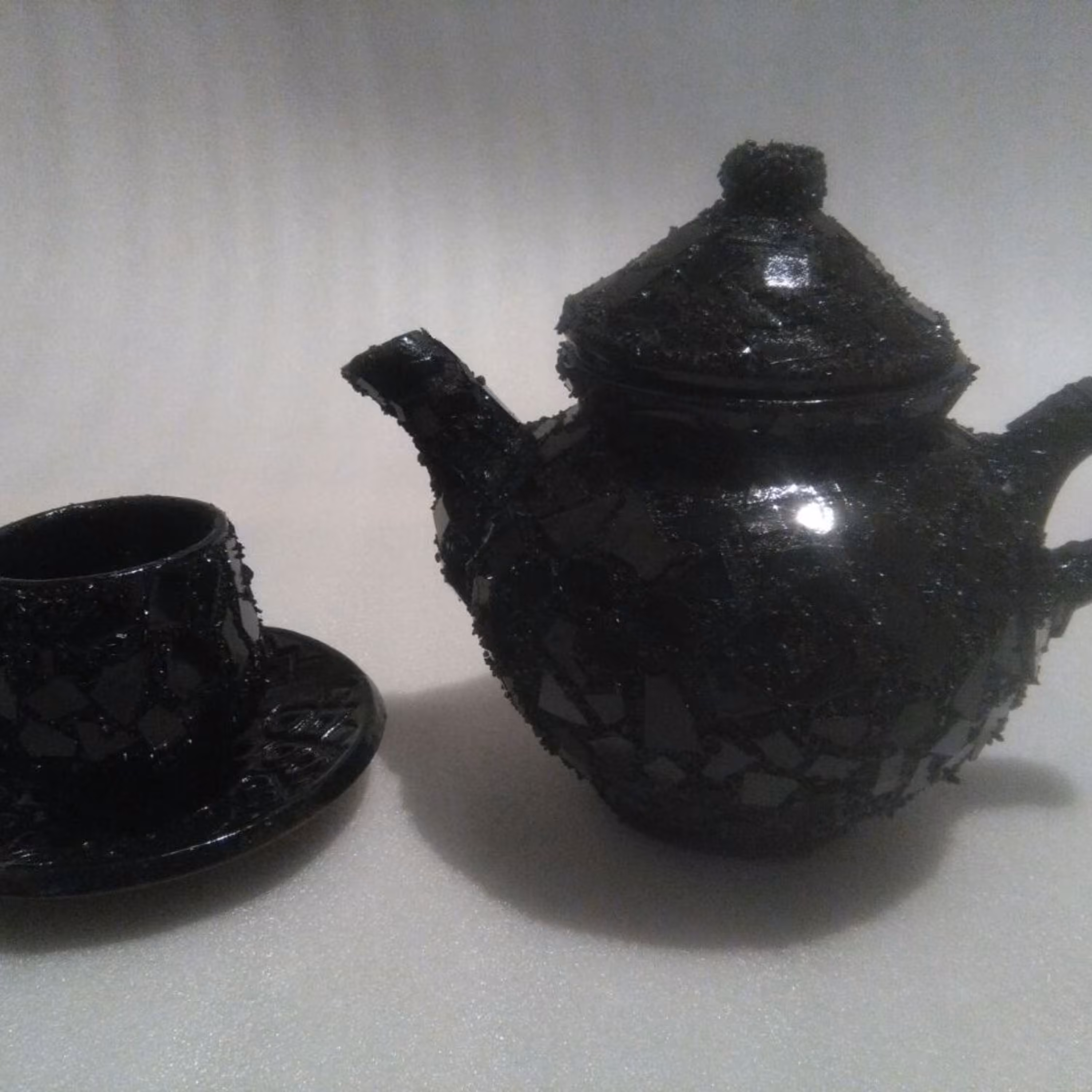 ست قوری و فنجان شیشه ای (قهوه ای)