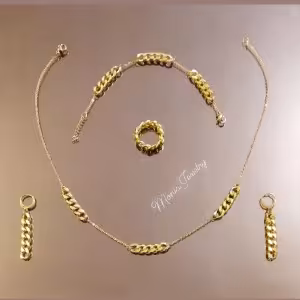 سرویس کارتیر و زنجیر استیل طرح طلا رنگ ثابت