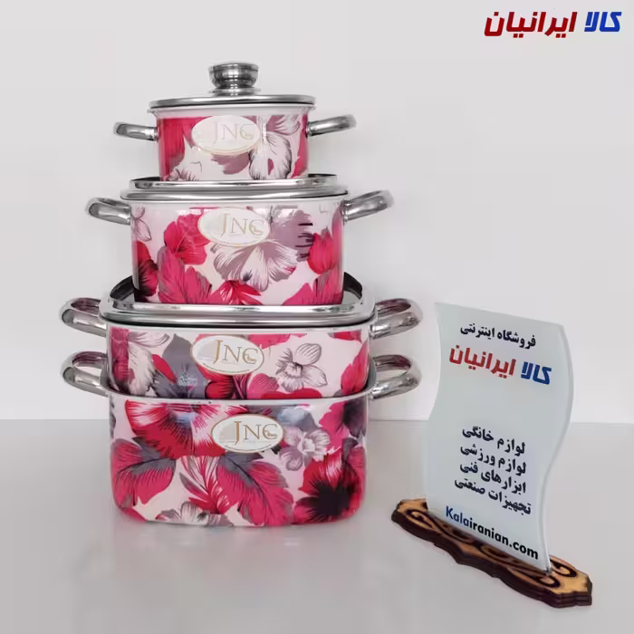 سرویس قابلمه مربعی 7 پارچه گلدار جنوب کد 17