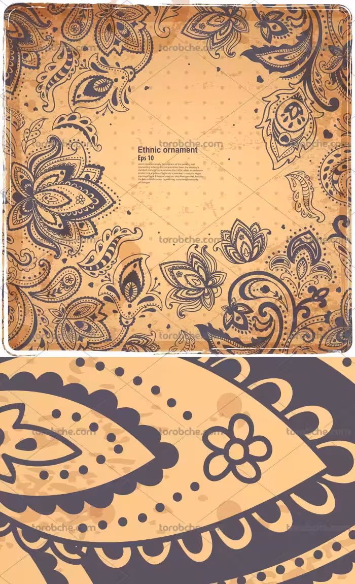 وکتور بکگراند و حاشیه گل و بوته سنتی | گرافیک با طعم تربچه