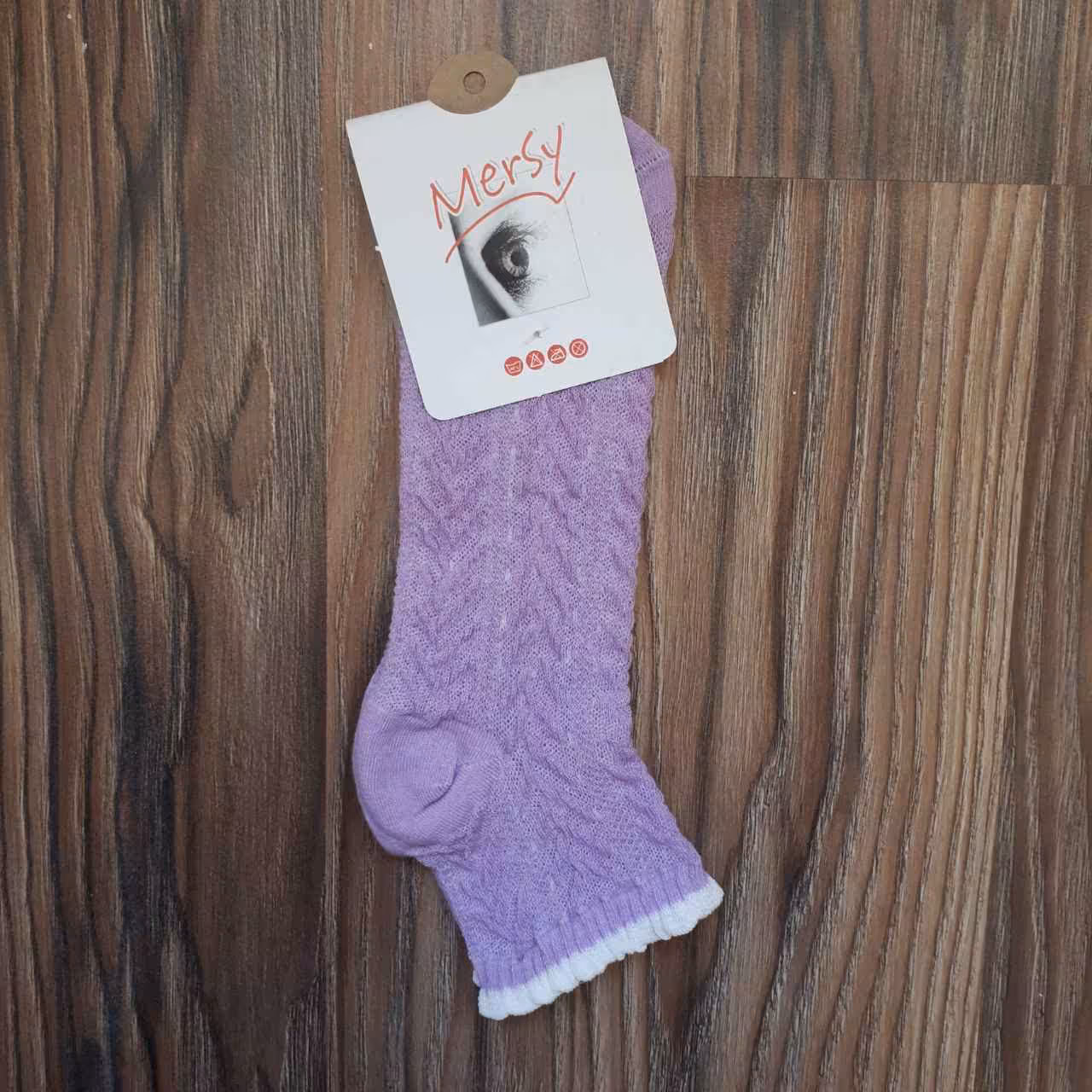 جوراب مچی ساقدار پاشنه دار  بنفش برند mersy