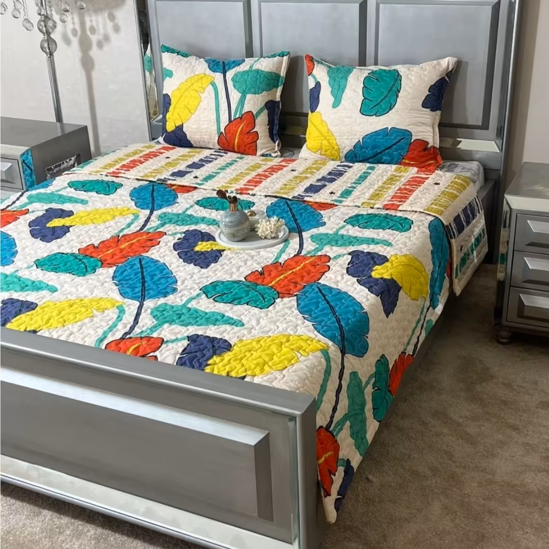 روتختی دونفره طرح دار گلدوزی دو رو سه تکه The Passage of Time(ضمانت پرز و رنگ )