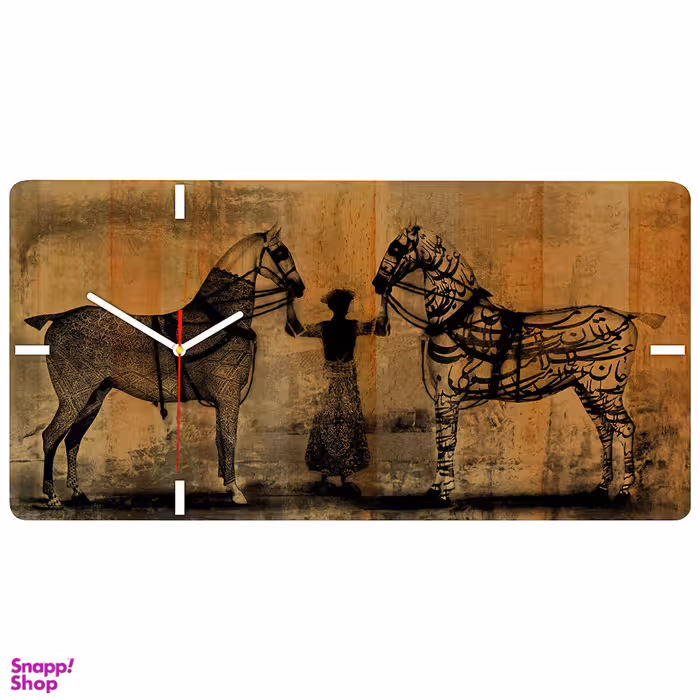 ساعت دیواری چارگوش طرح دو اسب مدل RC05