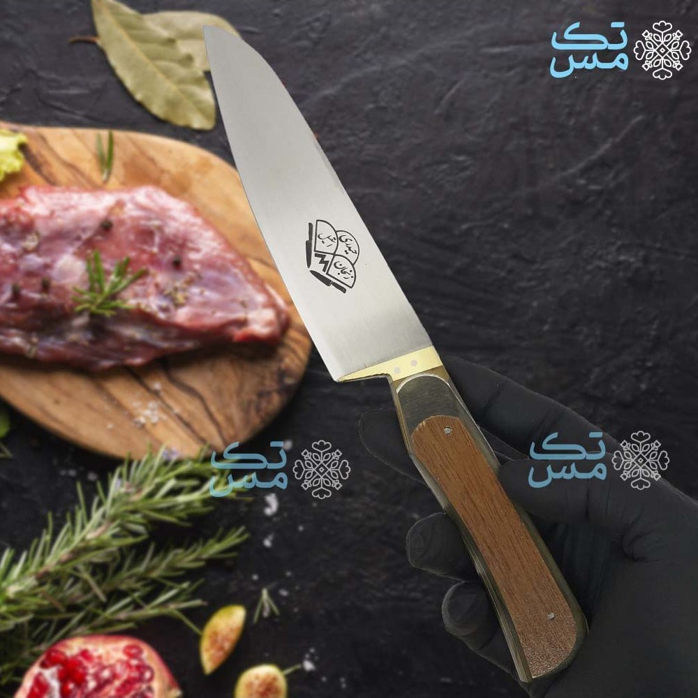 چاقوی آشپزخانه حیدری دسته کائوچو نسکافه ای سایز 3 
