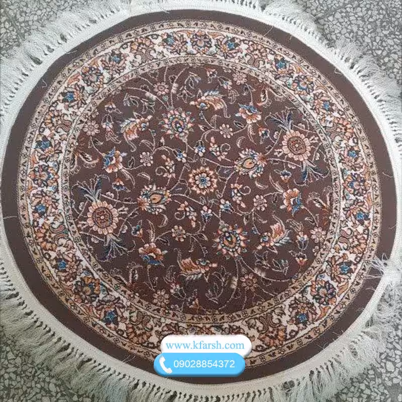 فرش گرد طرح افشان گردویی قطر یک و 1.5 و 2 متری