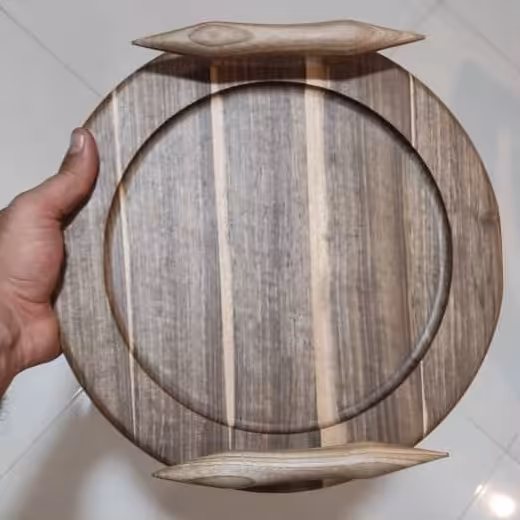 سینی چوبی دسته خراطی چوب گردو