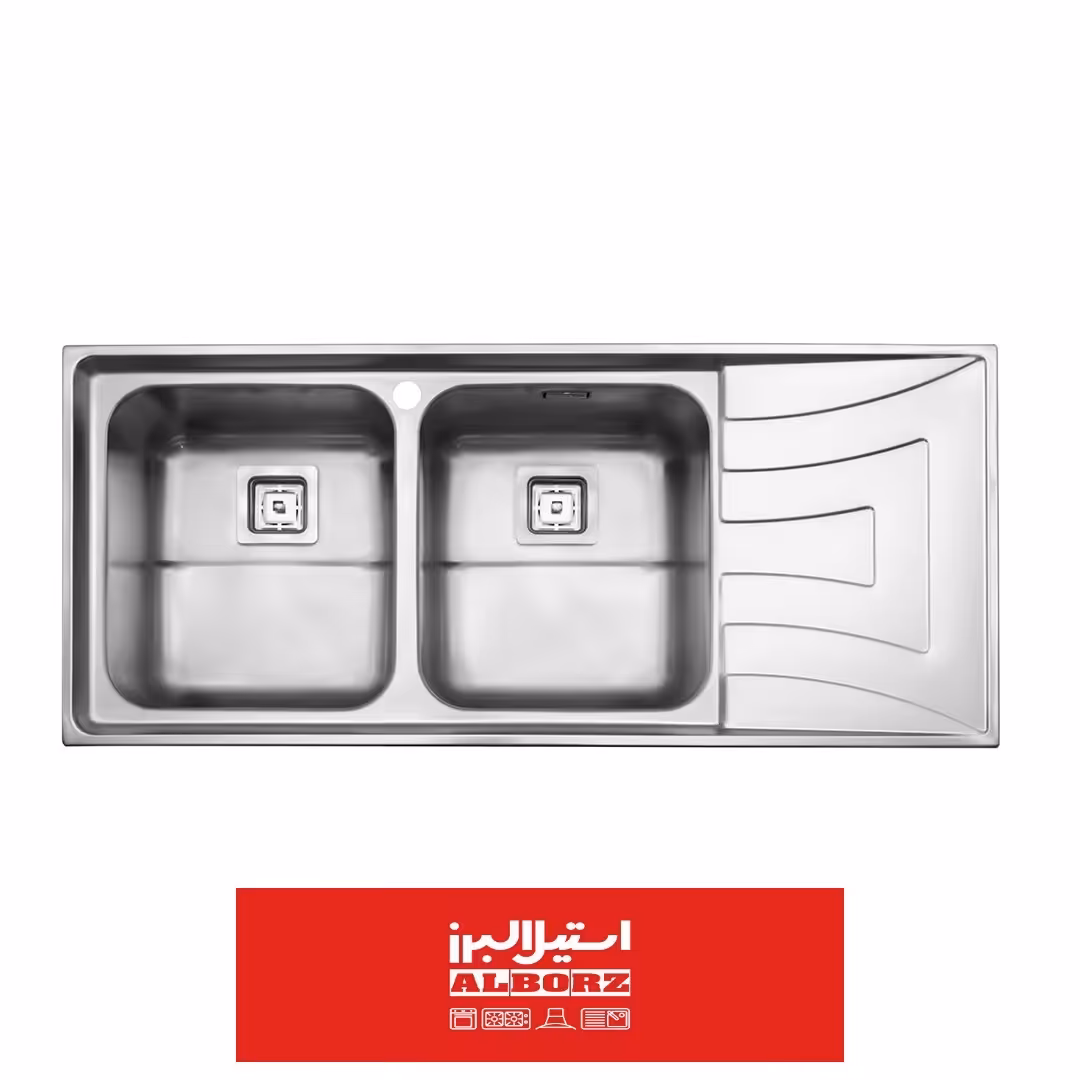 سینک ظرفشویی 2 لگنه فانتزی استیل البرز  736 توکار - لگن چپ - تخفیف ویژه