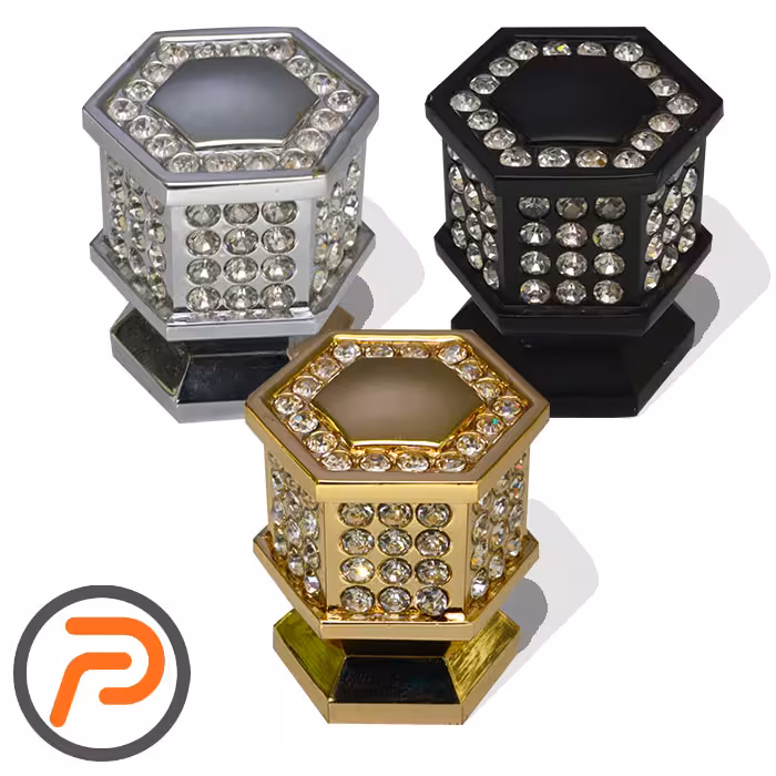 دستگیره تک پیچ کریستالی نگین دار 6 ضلعی