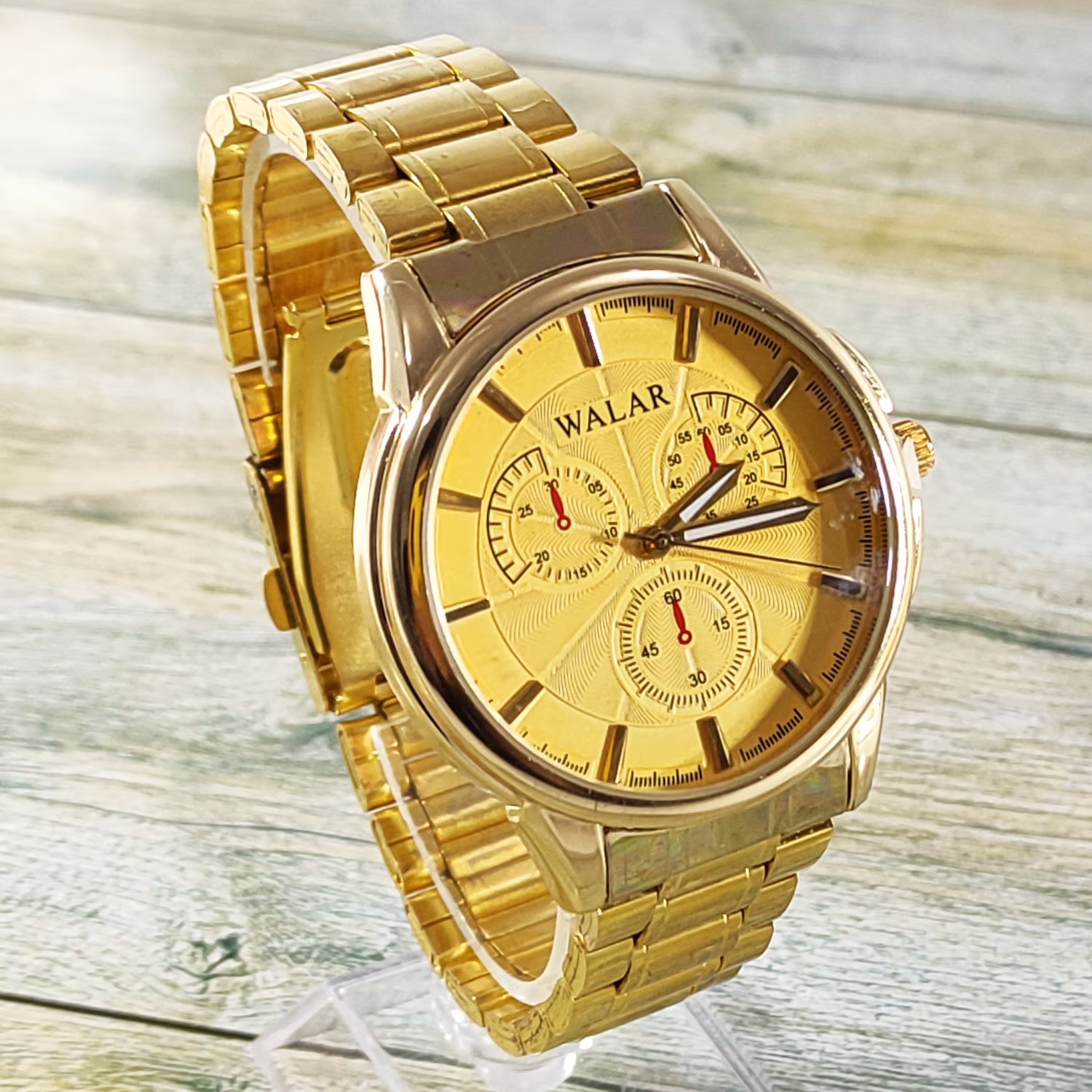 ساعت مردانه والار طرح 3موتوره طلایی
