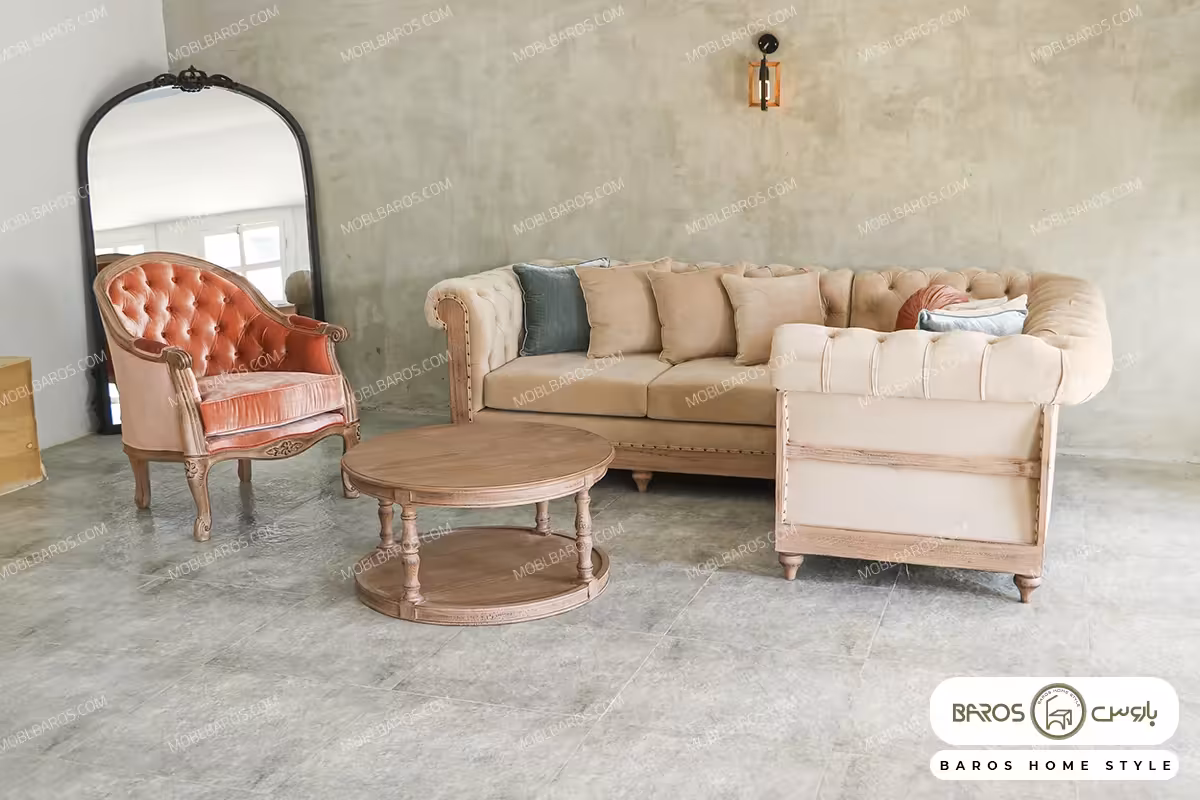 مبل راحتی ال و تک نفره سفارشی مرجان