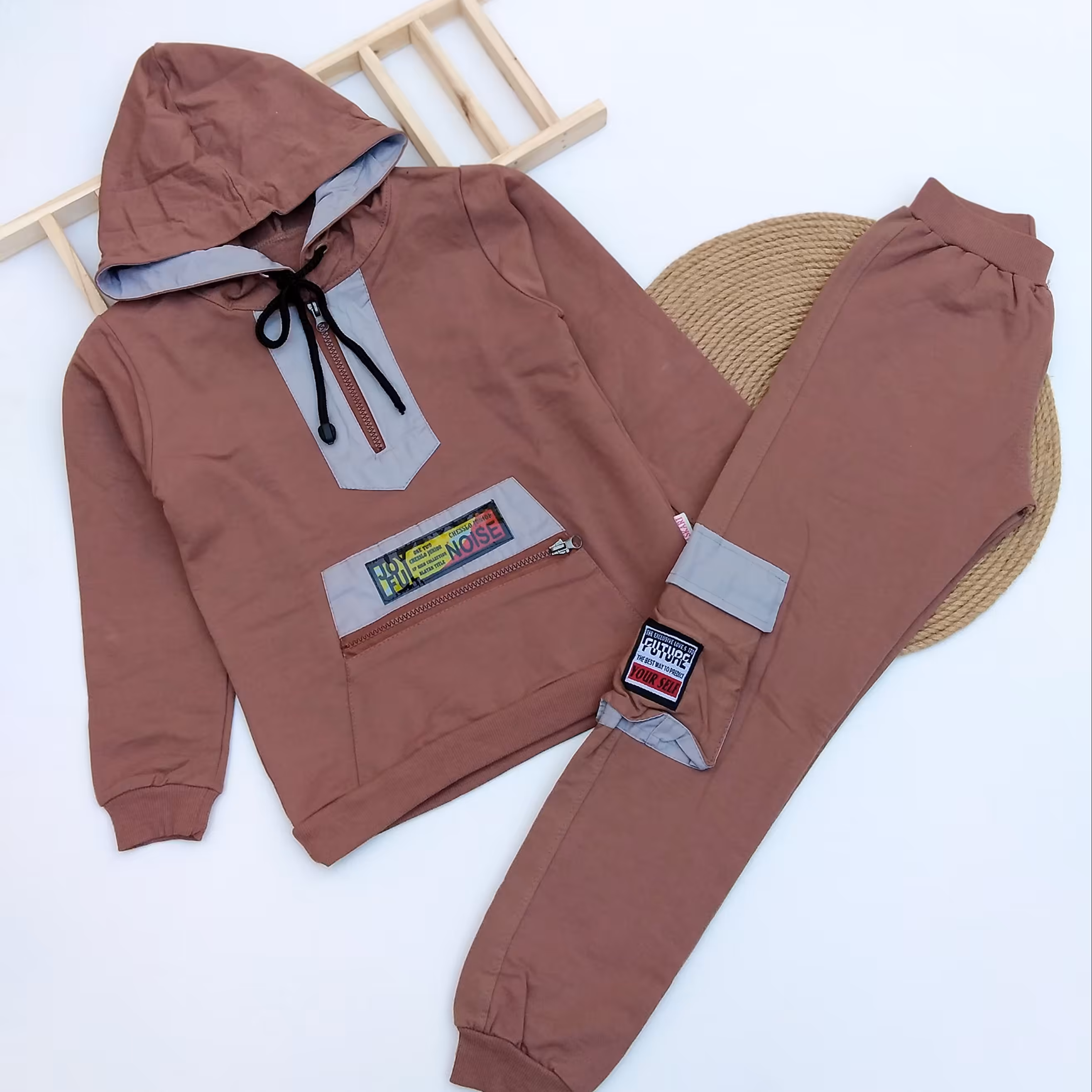 هودی شلوار  اسپورت بچگانه دخترانه پسرانه آستین دار سایز50