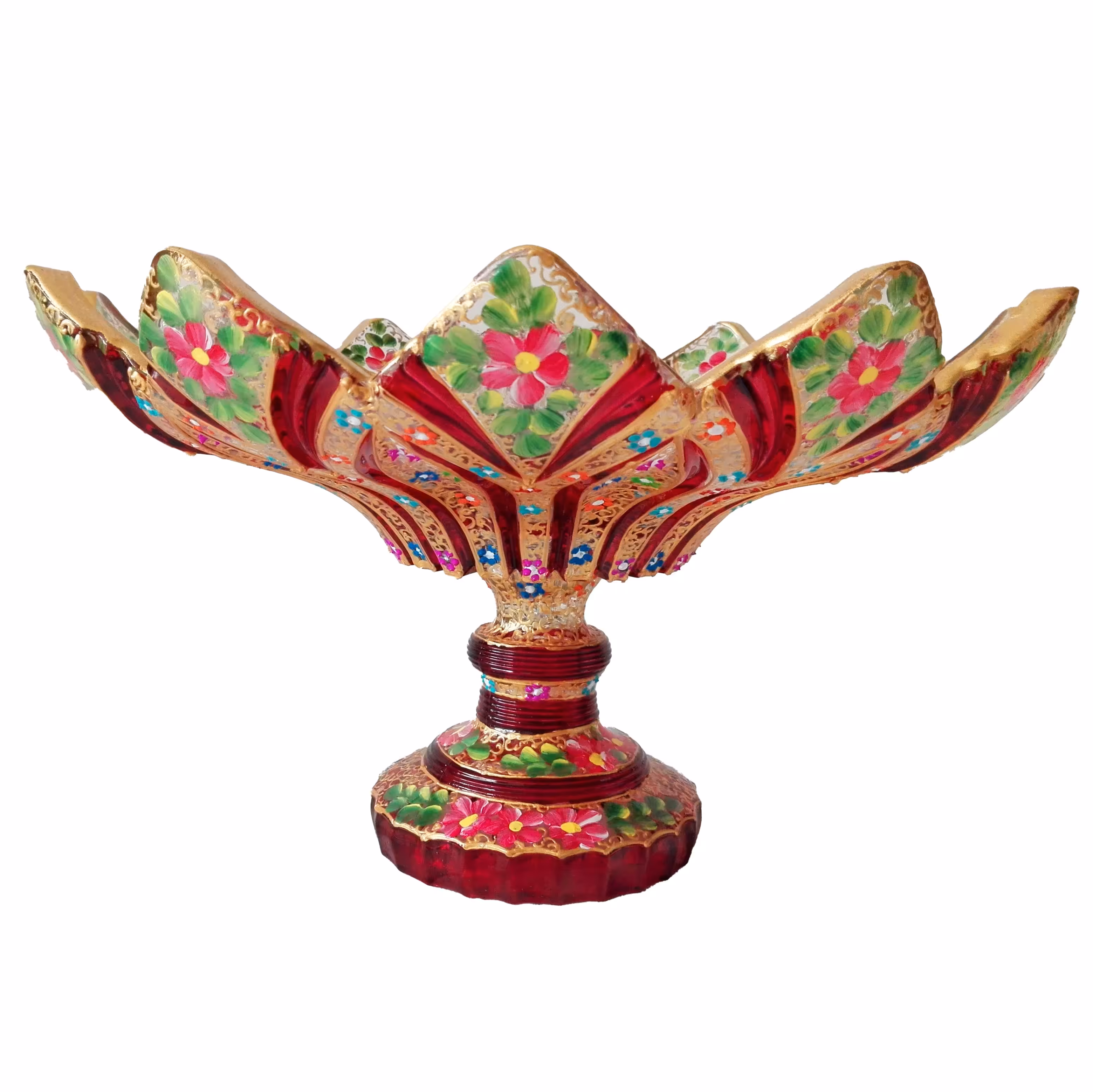 میوه خوری بزرگ بلور ورسای نقاشی شده قرمز تکی