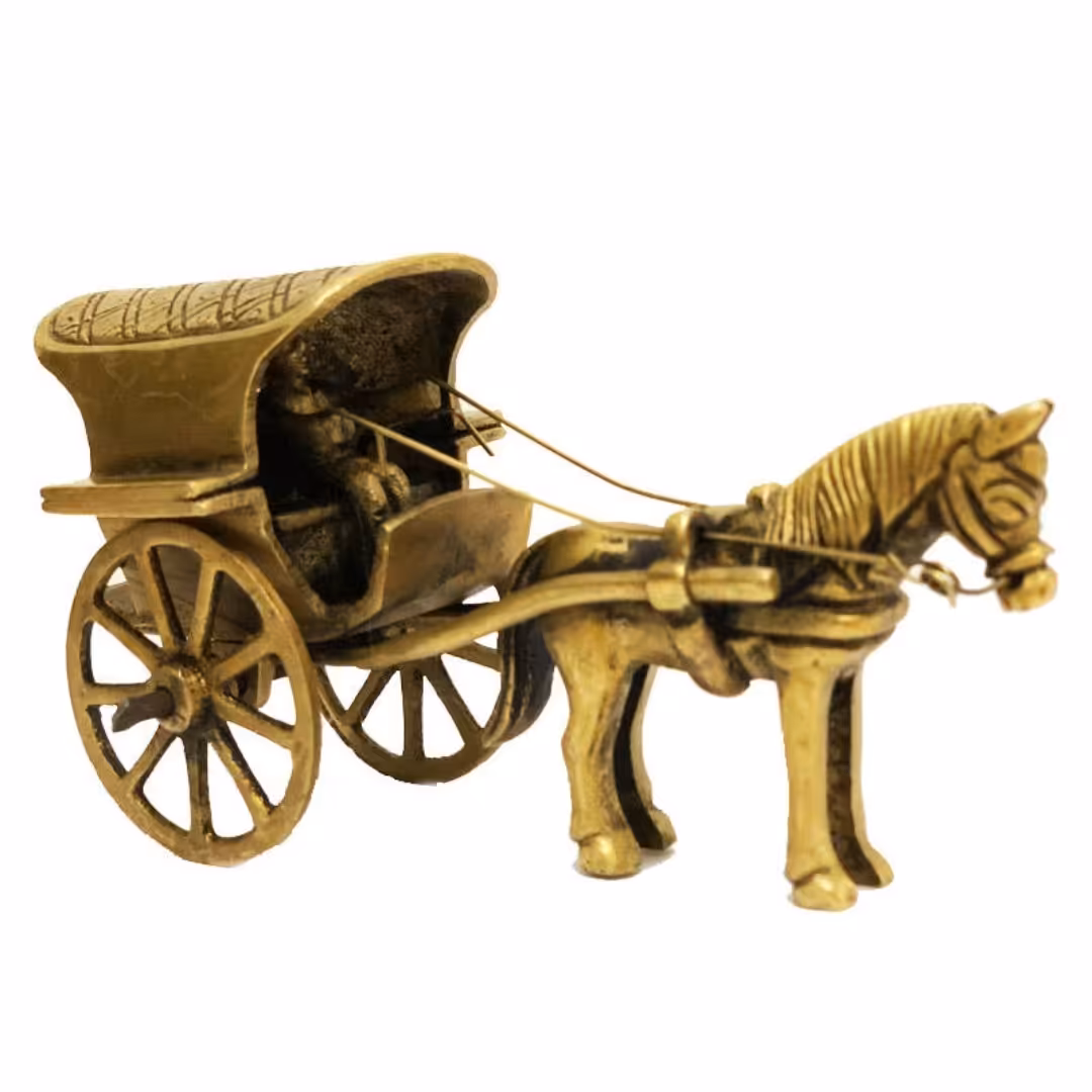 مجسمه برنزی مدل کالسکه و اسب کوچک وارداتی کالسکه برنزی 