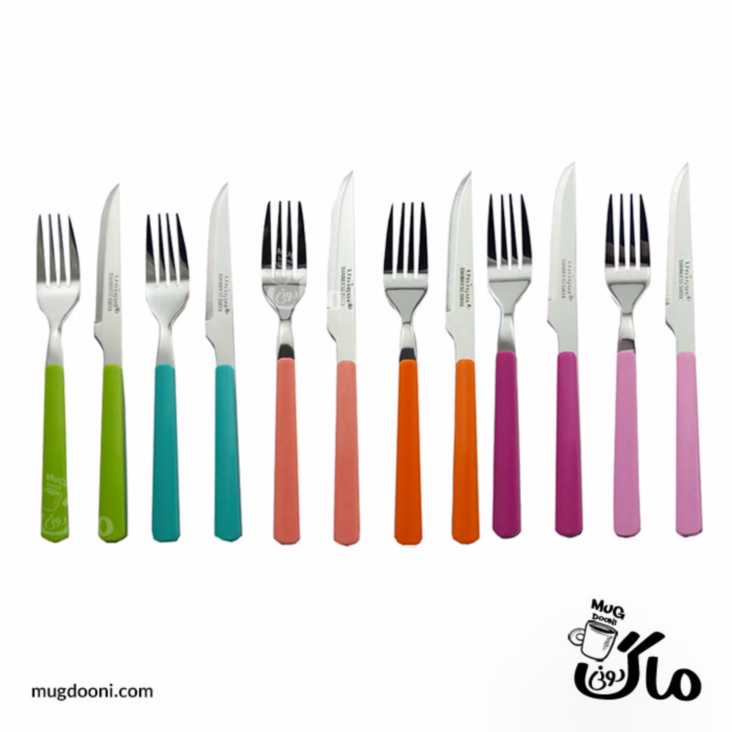 ست کارد و چنگال استیل یونیک Unique UN-5855 طوسی کم رنگ درجه یک 