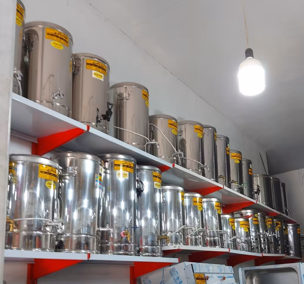 سماور برقی استیل 20 لیتری تمام نگیر ضد زنگ 2جداره ورق ضخیم درجه یک