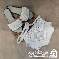 ست کیف رودوشی و صندل مکرومه دستباف کد 16