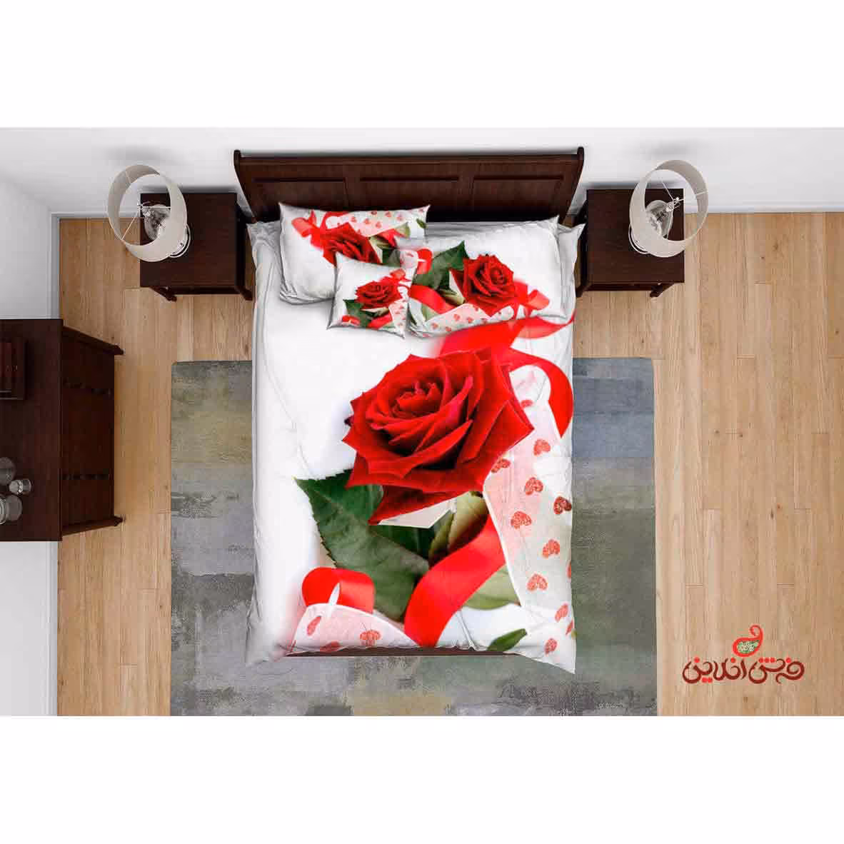 روتختی سه بعدی طرح رز قرمز کد 2699