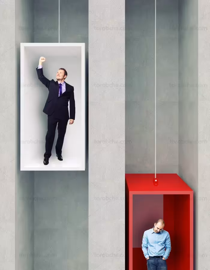 عکس با کیفیت عالی مفهومی کسب و کار بالا رفتن و یا سقوط - گرافیک با طعم تربچه