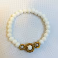 دستبند اونیکس سفید و حدید دایره