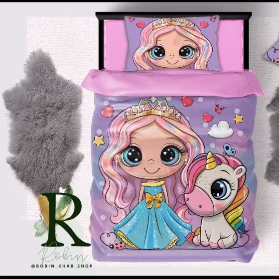 دو مدل روتختی سه بعدی ترک تکنفره پنج تکه طرح یونیکورن 