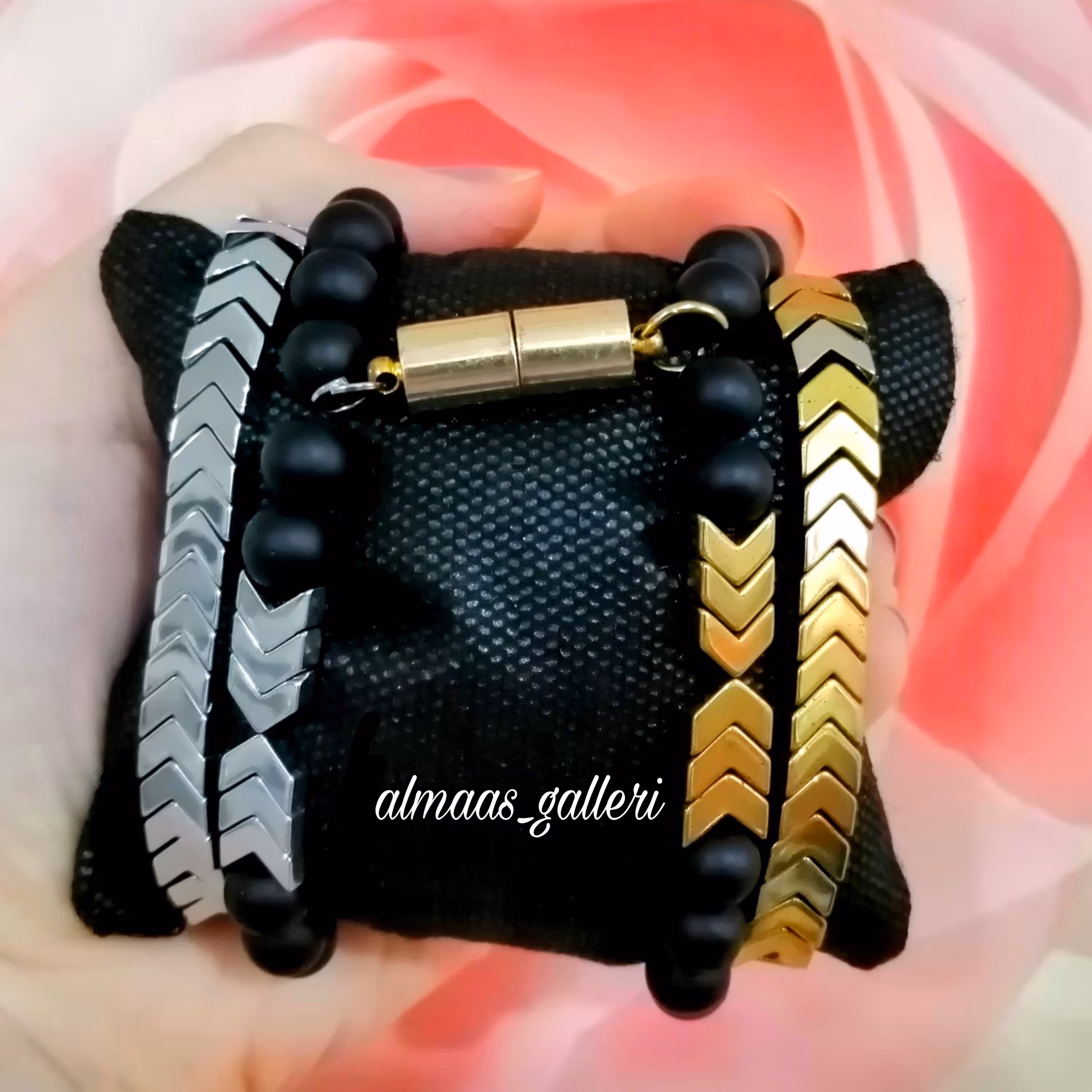 دستبندمگنتی سنگ حدید رنگ ثابت ضد حساسیت 