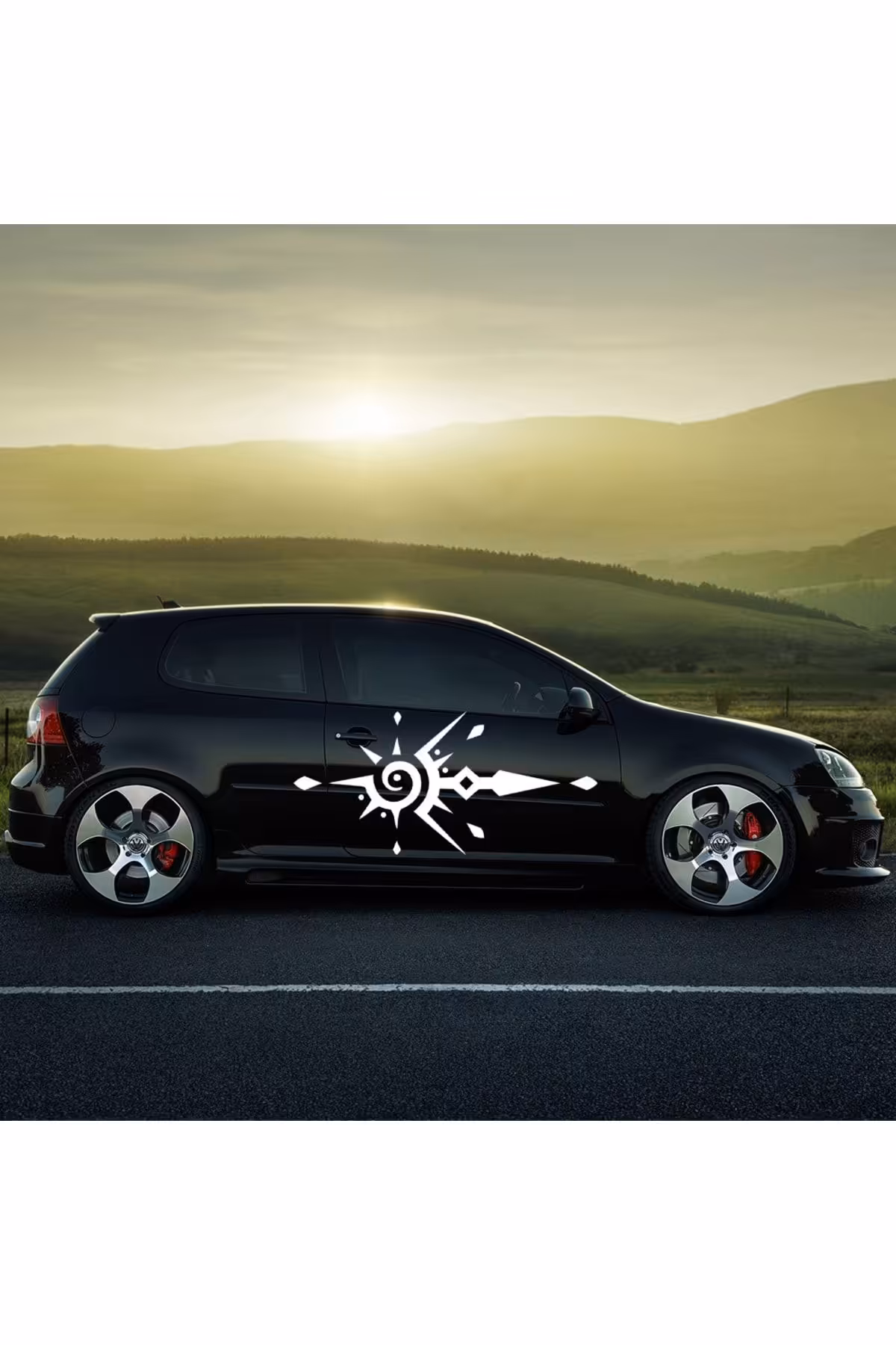 برچسب آرم و نوار شبرنگ سفید هود قبیله 57 120 سانتی متر اتومبیل بدن ماشین Melek Pazarı