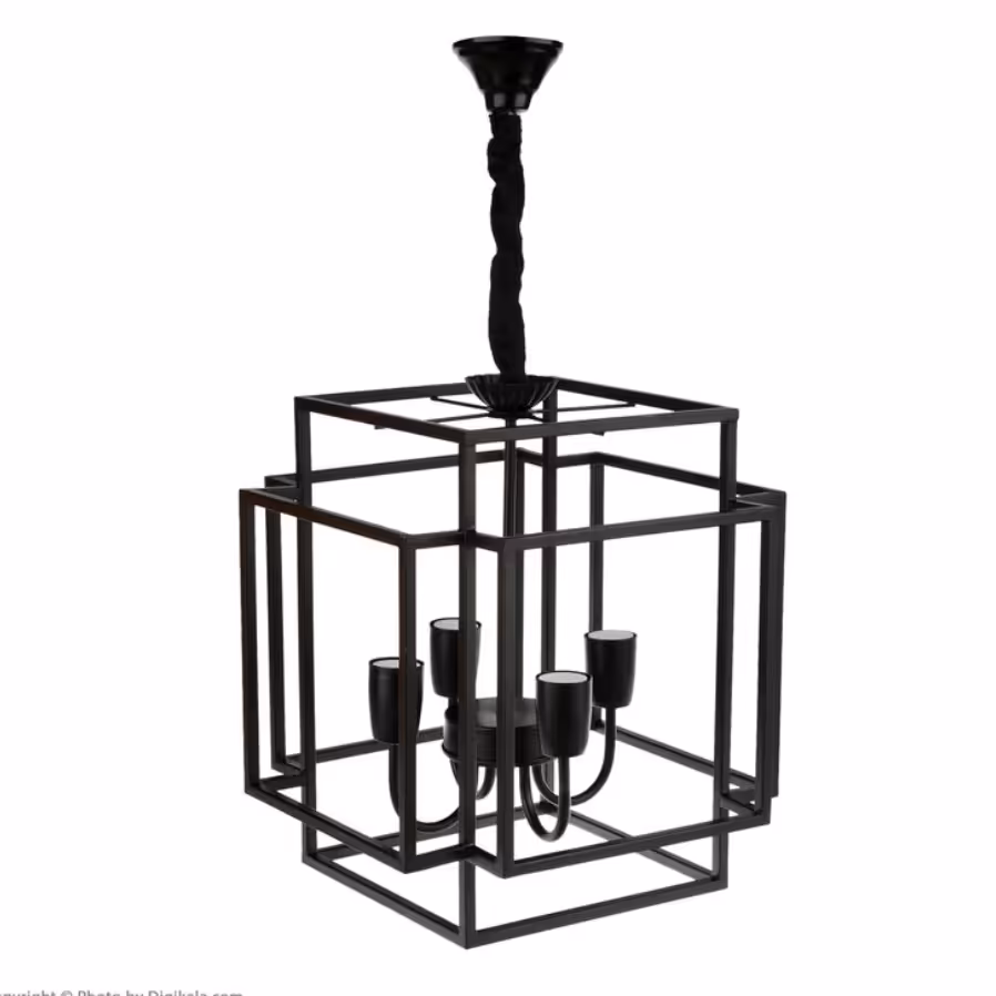 لوسترمدرن - لوستر آویز 4 شعله مکعبی مدرن