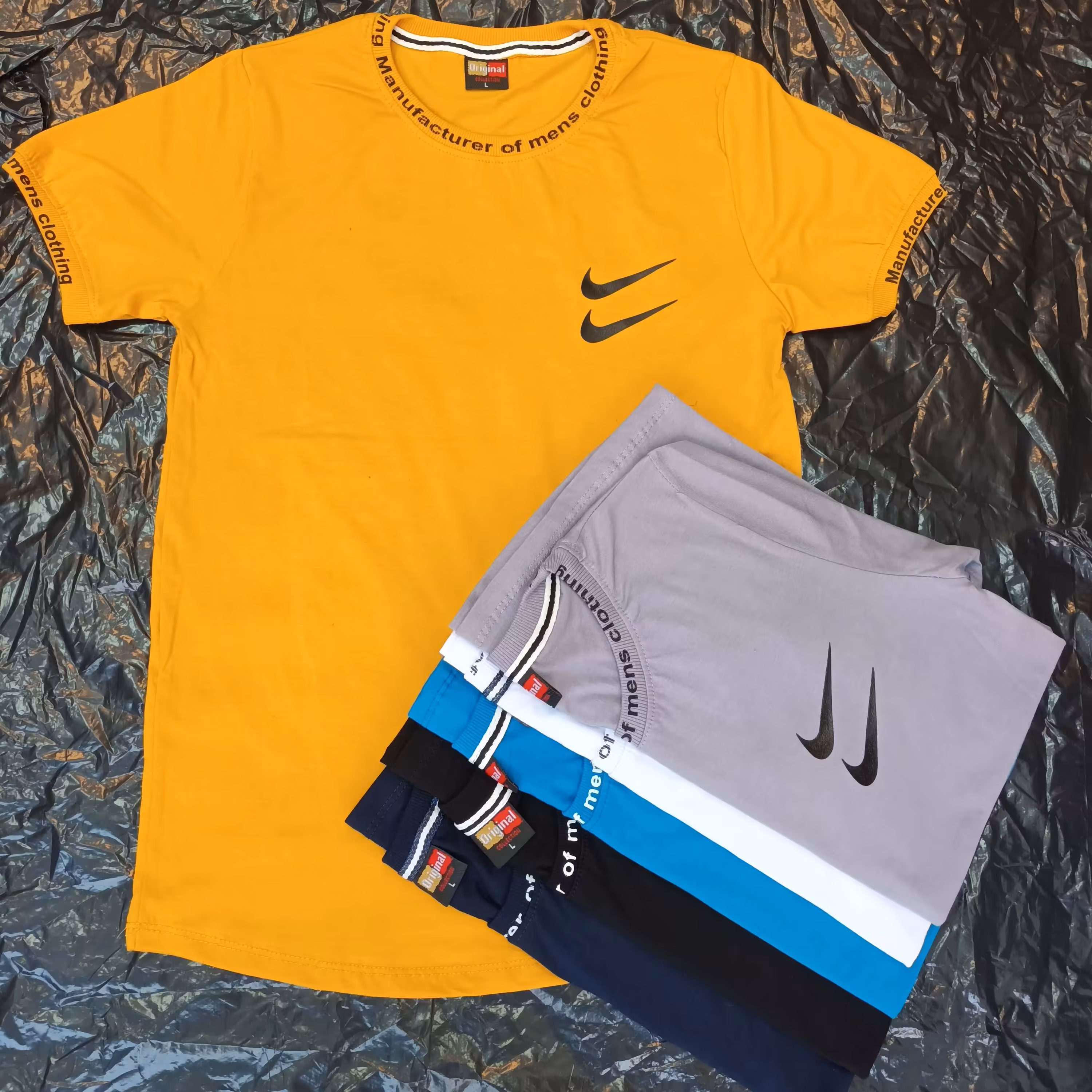 تیشرت آستین کوتاه نخ پنبه گت دار چهارسایزL XL XXL XXXL بدون آب رفت