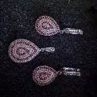 نیم ست جواهری پر نگین نقره زنانه طرح خدیجه سلطان آبکاری طلا