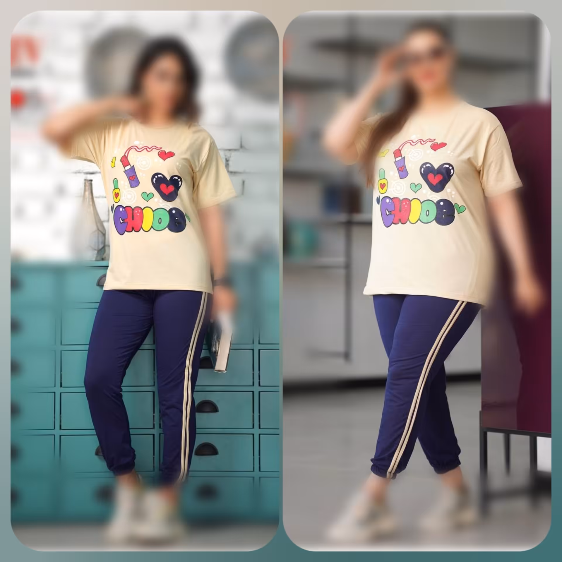تیشرت و شلوار نخی سایز 38 تا 52 ( مناسب ست مادر و فرزند )