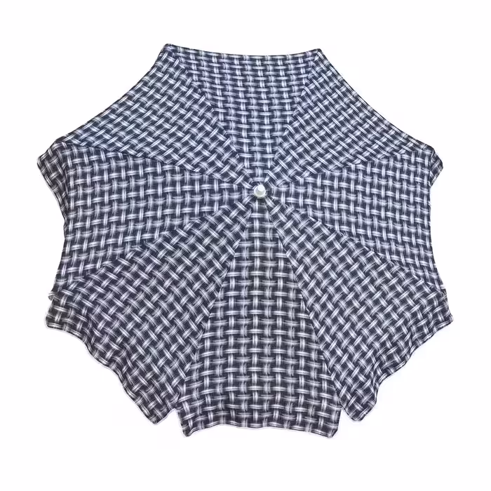 سایه بان قطر دو متر با پارچه نانو طرح تار و پود (چهارخانه) آب گریز رنگ نوک مدادی،مسافرتی