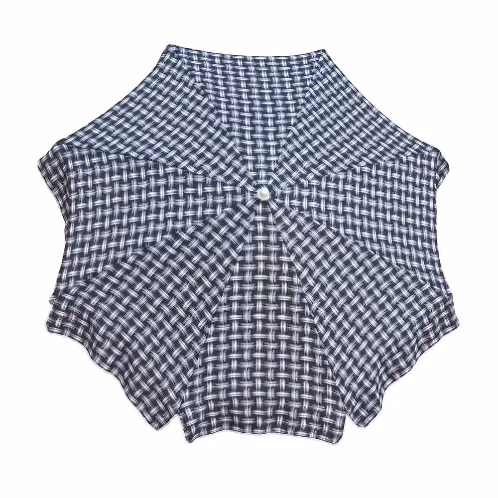 سایه بان قطر دو متر با پارچه نانو طرح تار و پود (چهارخانه) آب گریز رنگ نوک مدادی،مسافرتی