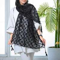 شال مشکی مجلسی مخمل طرح لویی ویتون  