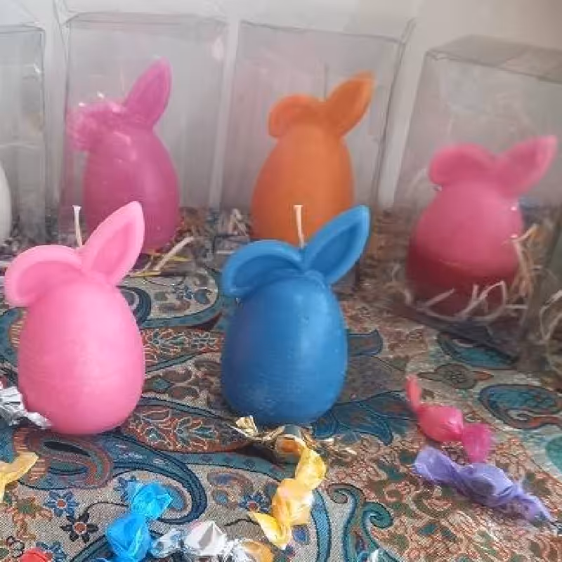 شمع تخم مرغی اکلیلی مناسب سفره هفت سین و هدیه داخل طلق تقدیم میشود