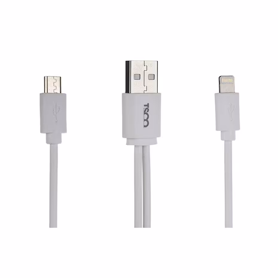 کابل تبدیل USB به microUSB و لایتنینگ تسکو مدل TSCO TC-A28 طول 0.2 متر