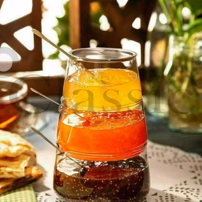 برج ظرف سه طبقه مربا  قاشق و درب استیل