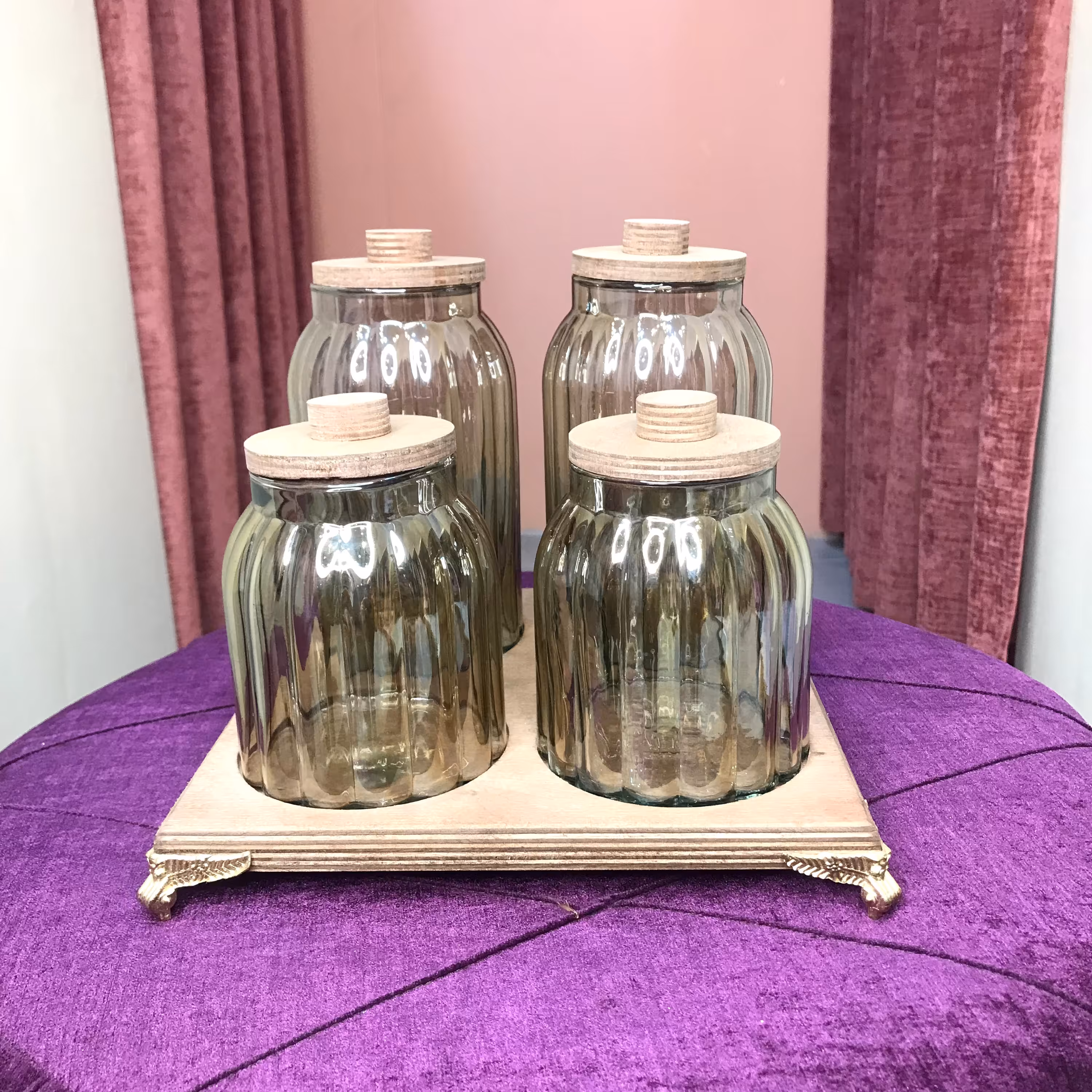 پاسماوری بانکه جاادویه ای شیشه ای کریستال با درب و استند چوبی