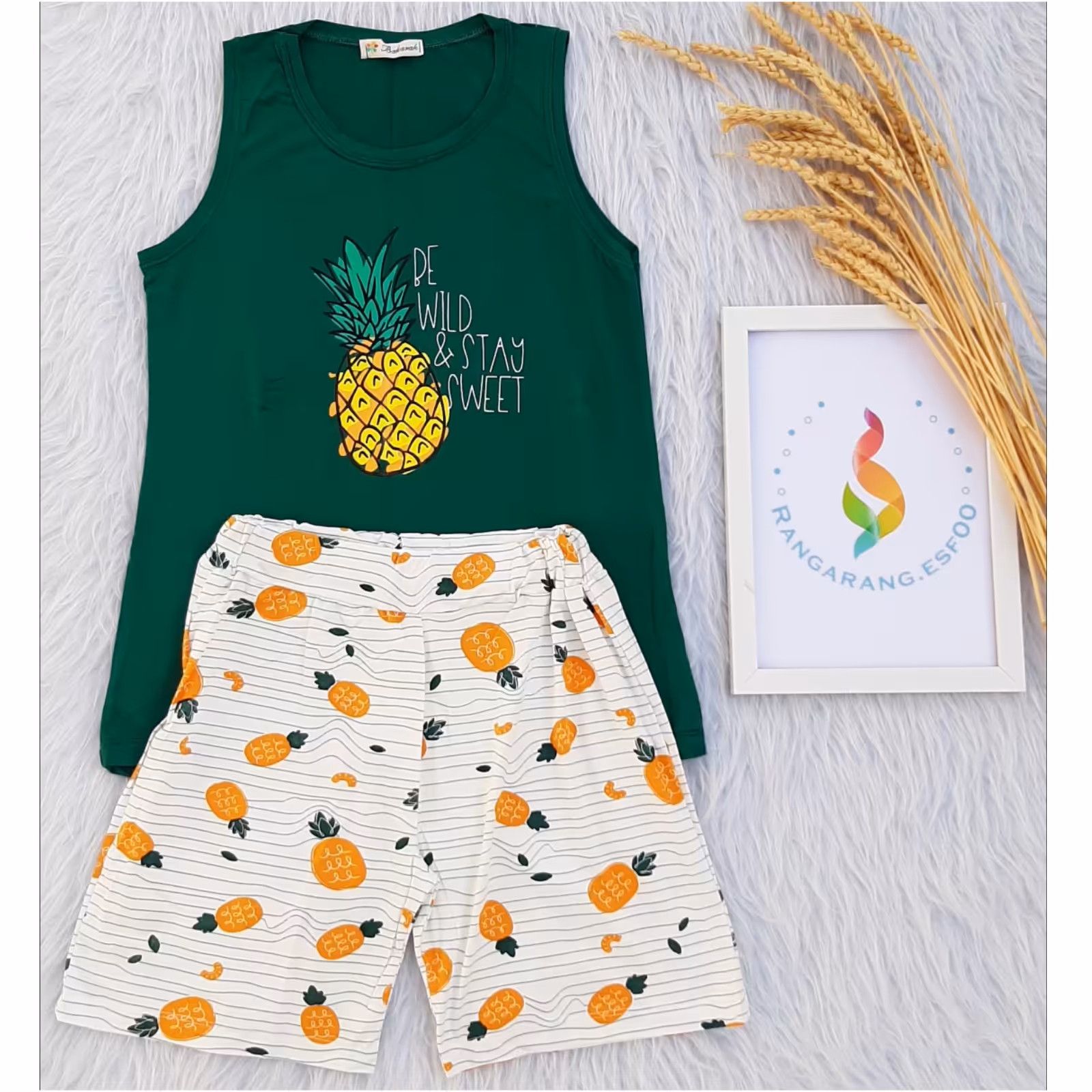 ست تاپ و شورتک نخ پنبه