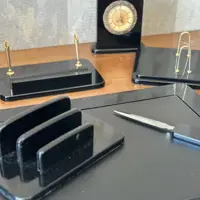 ست رومیزی چوب  10 تکه اداری مدیریتی - مشکی هایگلس - کد 310