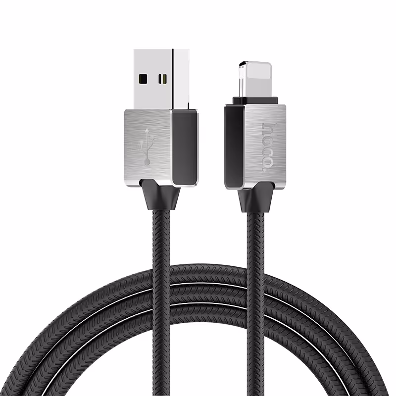 کابل شارژ Lightning آیفون سر فلزی از برند HOCO مدل U49Hoco U49 Refined steel Apple Lightning to USB Cable 1.2M