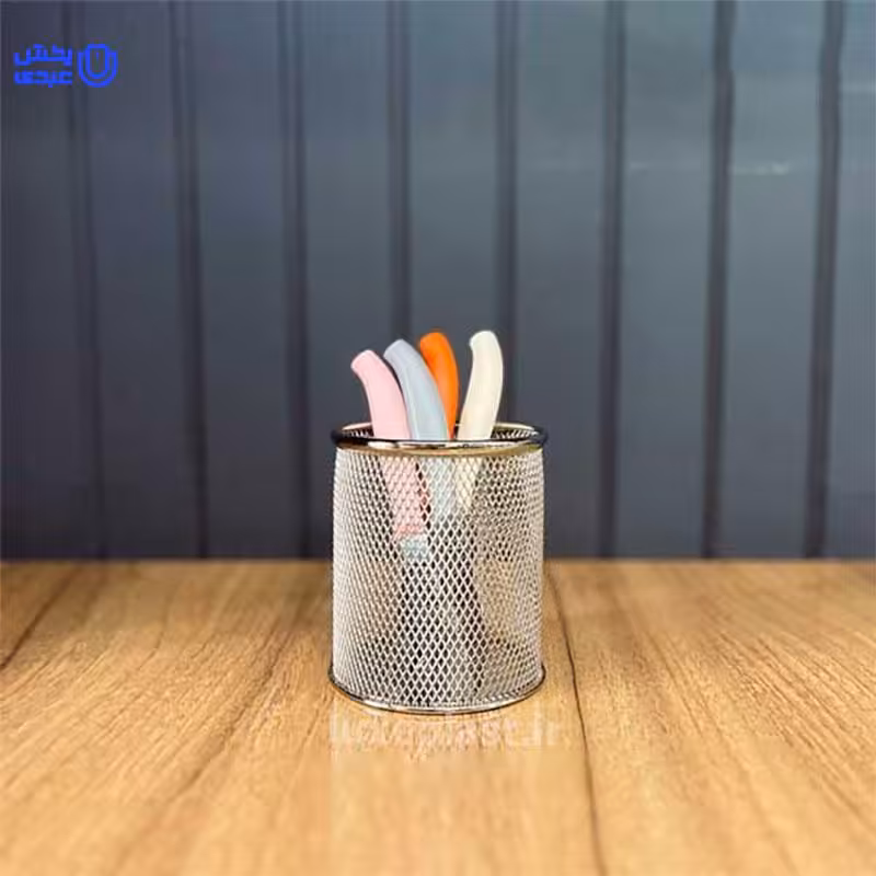 جا قلمی نقره ای فلزی توری