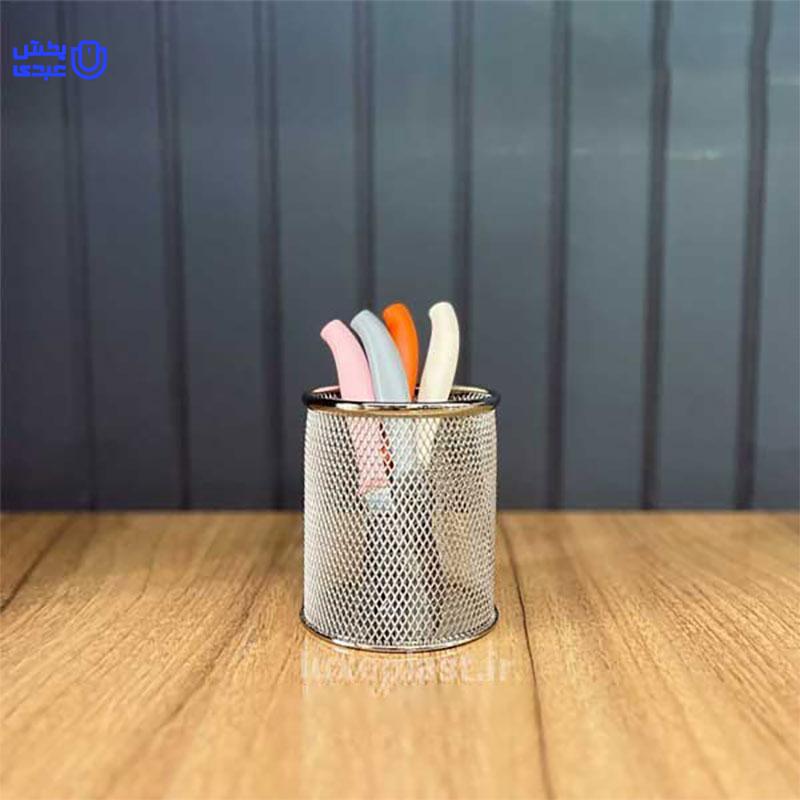 جا قلمی نقره ای فلزی توری