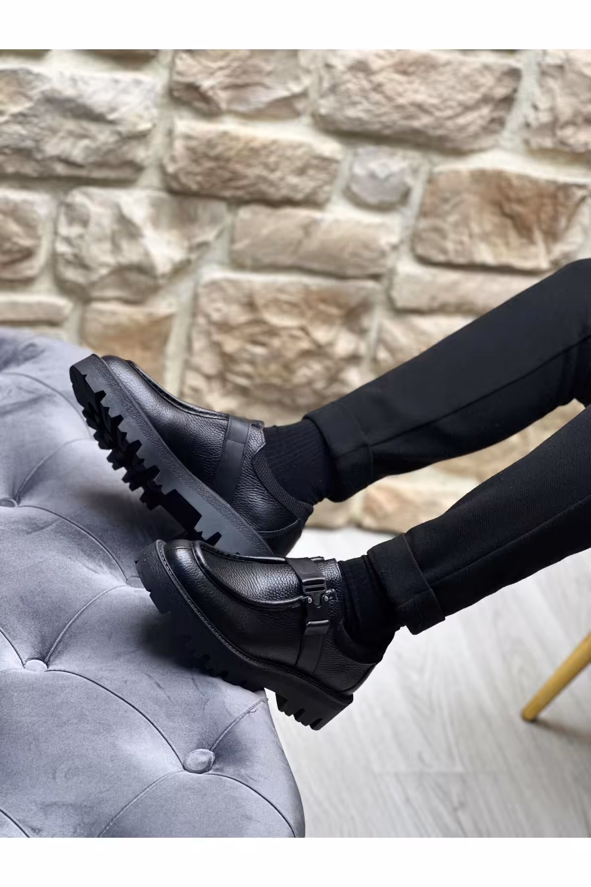 کفش های کژوال مشکی مردانه 3295 روزمره سیاه چرمی ByItallanoshoes