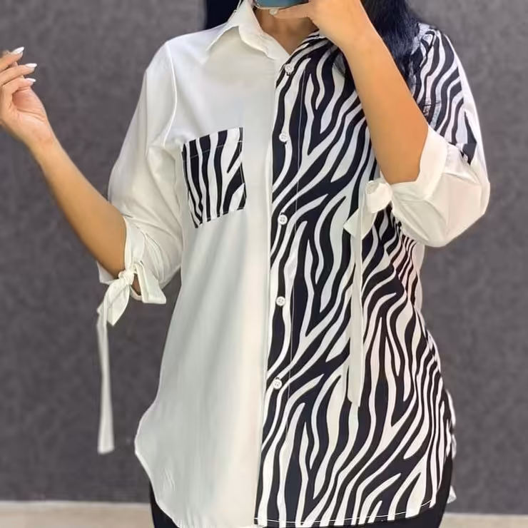 شومیز زبرای شیک جنس کرپ سافت طرح و رنگ مطابق عکس ژورنال